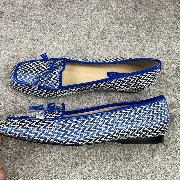 Enzo‎ Angiolini Blue and White Herringbone loafers Size 11S - Picture 7 of 10